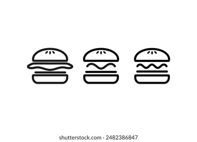 burger line art icon vector set