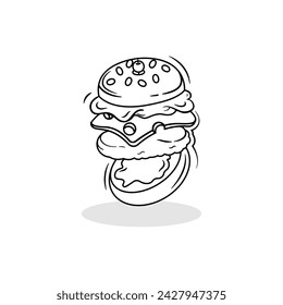 Burger line art logo design