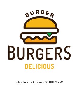 Burger Line Art Logo Template Illustration Stock Vector (Royalty Free ...