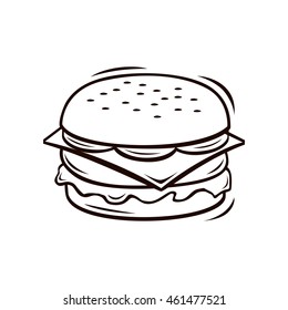 Burger line art vector