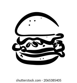 Burger line art vector illustration isolated.