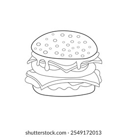 Burger Line Art Vector Illustration Design.