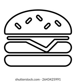 burger line icon design. burger thin black outline symbol vector illustration. editable stroke icon on transparent background.