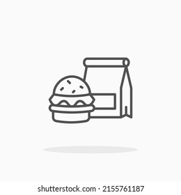Icono de línea de hamburguesa. Actrazo editable y píxel perfecto. Se puede usar para productos digitales, presentación, diseño de impresión y más.