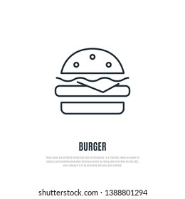 Burger line icon. Fast food symbol. Liner style. Vector illustration.