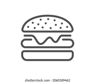 Burger line icon. Fast food sign. Hamburger sandwich symbol. Quality design element. Line style burger icon. Editable stroke. Vector