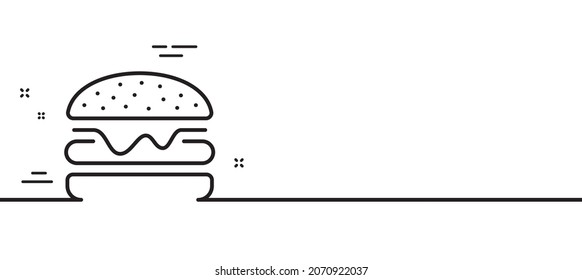 Burger line icon. Fast food sign. Hamburger sandwich symbol. Minimal line illustration background. Burger line icon pattern banner. White web template concept. Vector