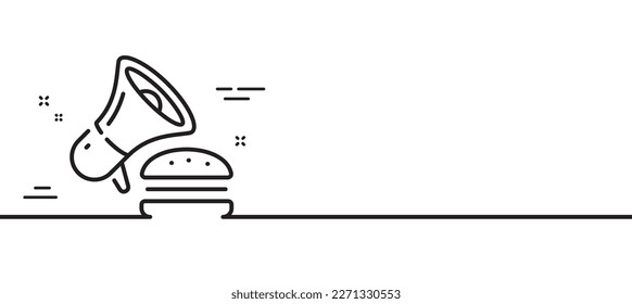 Burger line icon. Fastfood offer sign. Cheeseburger promotion symbol. Minimal line illustration background. Burger line icon pattern banner. White web template concept. Vector