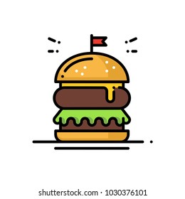 Burger line icon. Hamburger sign and symbol. Fast food.