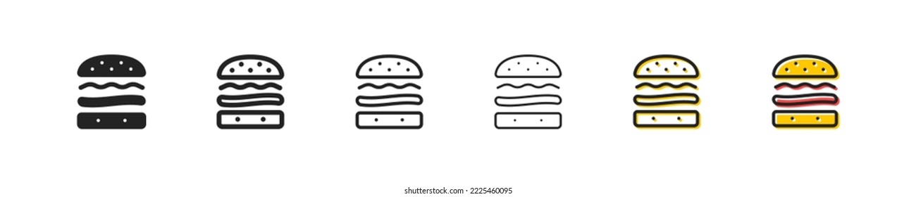 Burger line icon. Hamburger, street food, eat, meak, beefburger. Fast food concept. Line icon style. Vector line icon for Business and Advertising