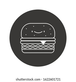 burger line icon, illustration flat design