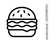 burger line icon illustration vector graphic. Simple element illustration vector graphic, suitable for app, websites, and presentations isolated on white background