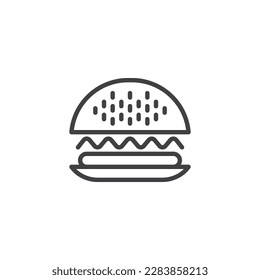 Burger line icon. linear style sign for mobile concept and web design. Hamburger outline vector icon. Fast Food symbol, logo illustration. Vector graphics