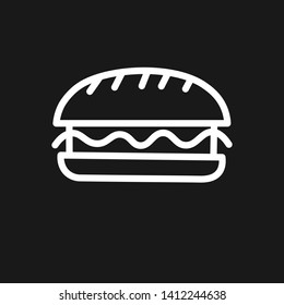 Burger line icon on the black background. 