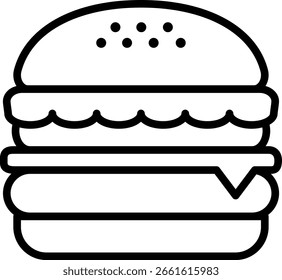 Ilustración vectorial de icono de línea de hamburguesa