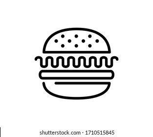 Burger line icon vector isolated, cheeseburger in trendy style. good for restaurant and fast food logo.