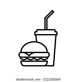 Burger line icon, vector outline logo isolated on white background