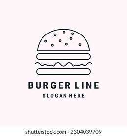 burger line logo design vector template for food and drink .