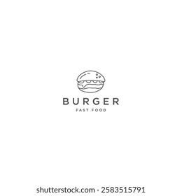 Burger line logo icon design template flat vector