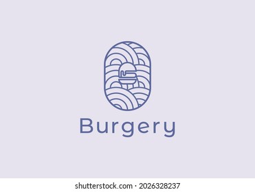 Burger line minimalist vector logo design. Food logo concept.