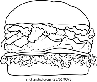 burger line vector illustration isolated on white backgrounline