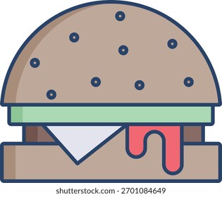 burger linear color icon design