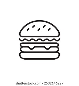 Burger linear icon vector design, burger silhouette