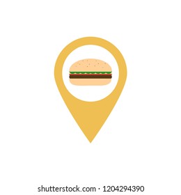 Burger location logo design vector 