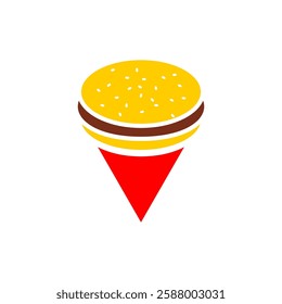 Burger location symbol of map. Fast food location sign of pin. Mark on map
