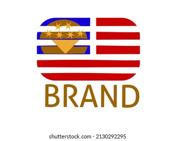 logo de la hamburguesa y bandera estadounidense
