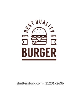 Burger logo & badge flat modern minimal design illustration