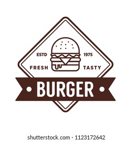 Burger logo & badge flat modern minimal design illustration
