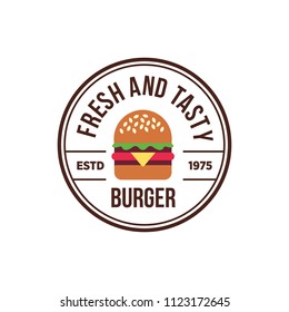 Burger logo & badge flat modern minimal design illustration