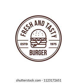 Burger logo & badge flat modern minimal design illustration