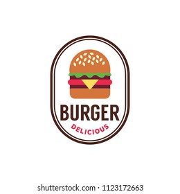 Burger Logo Badge Flat Modern Minimal Stock Vector (Royalty Free ...