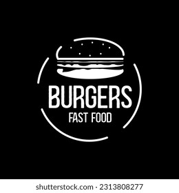 Vintage Hamburger Beef Käse Patty Burger für Retro Fast Food Restaurant Logo Design mit Hipster Drageweise