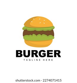 Burger Logo, Bread Vector, Meat And Vegetable, Fast Food Design, Burger Shop And Product Brand Icon Illustration