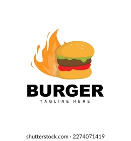 Burger Logo, Bread Vector, Meat And Vegetable, Fast Food Design, Burger Shop And Product Brand Icon Illustration