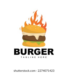 Burger Logo, Bread Vector, Meat And Vegetable, Fast Food Design, Burger Shop And Product Brand Icon Illustration