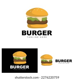 Burger Logo, Bread Vector, Meat And Vegetable, Fast Food Design, Burger Shop And Product Brand Icon Illustration