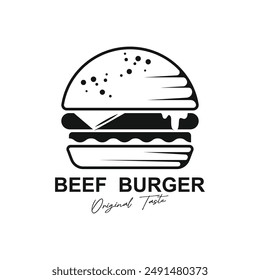 Burger Logo, Bread Vector, Meat And Vegetable, Fast Food Design, Burger Shop And Product Brand Icon Illustration
