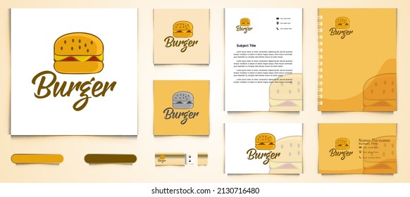 Burger Logo And Business Card Branding Template Designs Inspiration Isolated On White Background