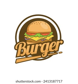 Burger logo cartoon colorful modern concept isolated solid color