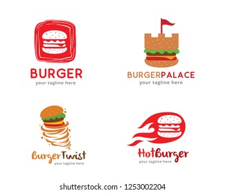 Burger Logo, Logo collection set, Concept design, Symbol, Icon