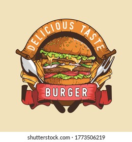 Burger logo with colorful design