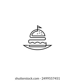 burger logo with continuous line design style