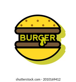 Hamburger-Logo, köstlicher Hamburger mit geschmolzenem Käse
