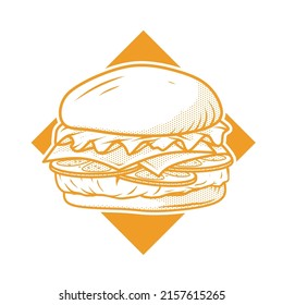burger logo design, drawing style