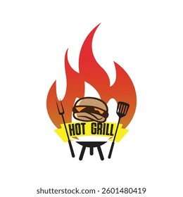 Burger logo design emblem template on isolated background 