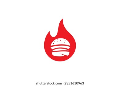 burger logo design with fire combination